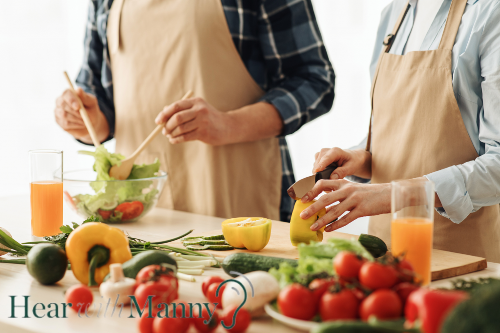 two people making a healthy meal