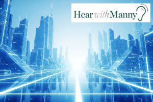 a blue futuristic cityscape